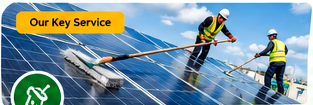 Solar cleaning crew working on solar panels